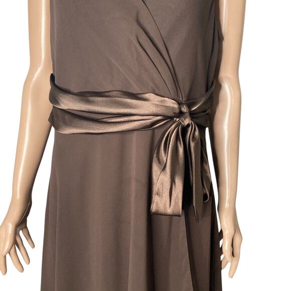 Evan Picone Swing Dress Womens 16 Chocolate Brown Chiffon Flowy Ruffles - Picture 8 of 16